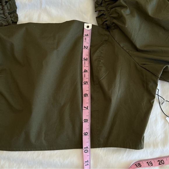 NWT Jason Wu Military Green Crop Puff Sleeve Top Size Large - Picture 10 of 12